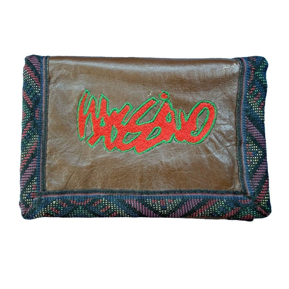 Vintage Mossimo Wallet Trifold Leather Aztek Trim